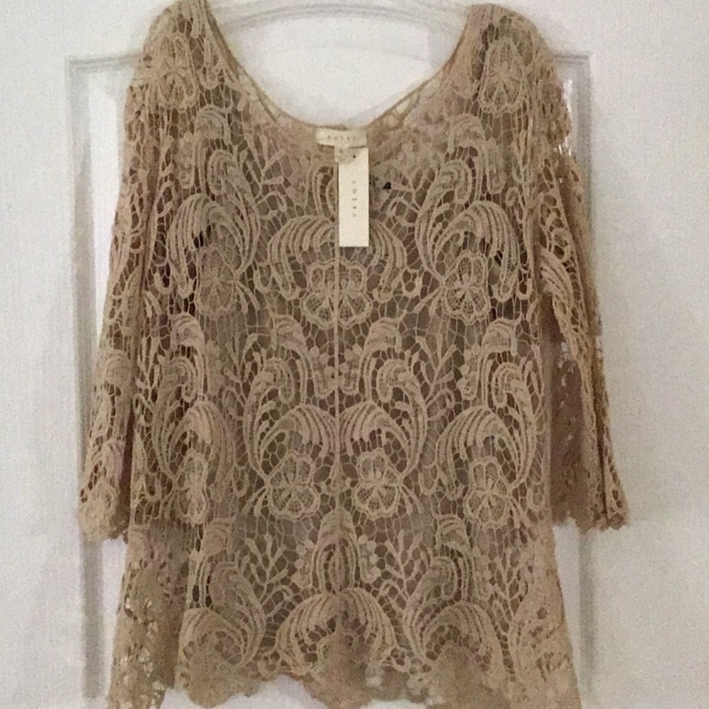 NWT cream crocheted top